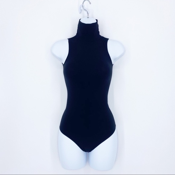Commando Bodysuit Womens One Size Black Ballet Turtleneck Sleeveless Thong NEW - Picture 1 of 10